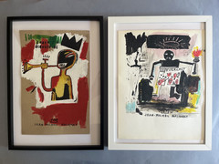 2 X Jean Michel Basquiat Original Painting Drawings Graffiti Street Art NYC F67