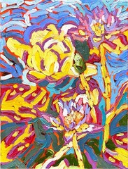 GERARD 11X14 IN-Abstract Expressionist Original Oil Painting Flowers