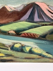 Antique Painting Expressionism Landscape American Regionalism Wpa Style NY Japan