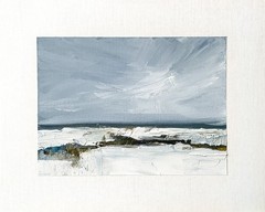 8×10 Original Oil Painting Landscape Winter Snow Pale Modern Contemporary Signed