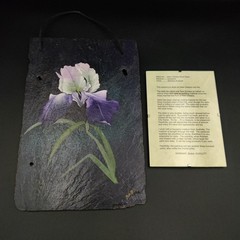 New Orleans Roof Slate Hand Painted Iris by Barbara (BABS) Kuscutt