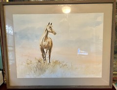 Original Maggie Guinn Watercolor Painting Horse 27X20 In. Framed And Matted