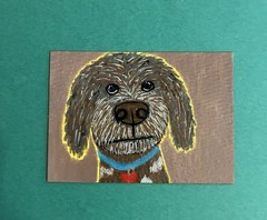 ACEO Original Acrylic Painting 2.5 x 3.5 ~ Puppy Love ❤️