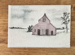 ACEO “Call The Horses Home” Watercolor By DBossert Features Landscape And Barn