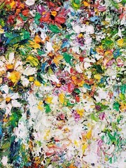 Flowers In The Garden. Original Oil Painting by Duc Tran. 24x18in