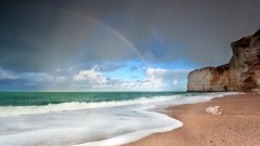 Rainbow and sea beach 100% cotton wall home Decor high quality Canvas