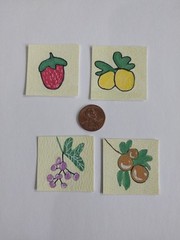 Fruit Lemon Orange Grape Berry ART Original Painting SET 4 miniature small 1.5in