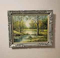 Original oil painting, Summer landscape Scene, Signed, Suh Jin Hee