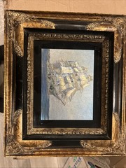 Ornate vintage framed marine Metallic Print of a clipper ship