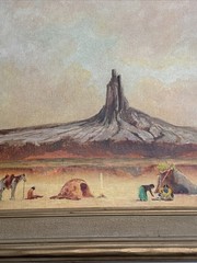 Antique Impressionist Painting Desert Native American Indian large oil Listed