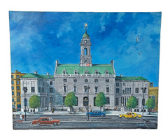 Bill Paxton Original Oil on Canvas Portland Maine City Hall 28×22 Signed 1983