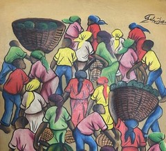 Haitian Painting by Felix Jean 12×18 Framed , signed